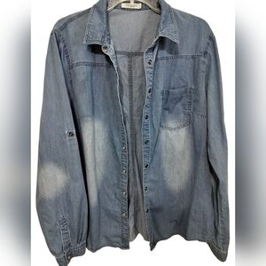 (1282) MEBON by Machine Jeans Button Down Long Sleeve Denim Shirt Size 3XL